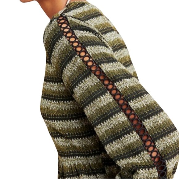 Anthropologie Ro & De Stripe Boho Babydoll Top Peplum Style NWT Size Medium - Picture 5 of 9